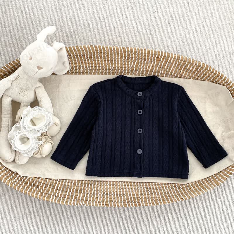 ベビーニットボタンフロントカーディガン - 海軍 - 4～5歳 - image 2