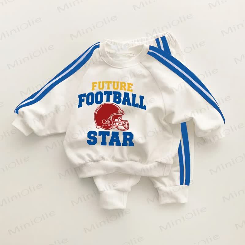 FUTURE FOOTBALL STARベビーブルーストライプ ツーピースセット - ホワイト＆ブルー - 3～5歳 - image 1
