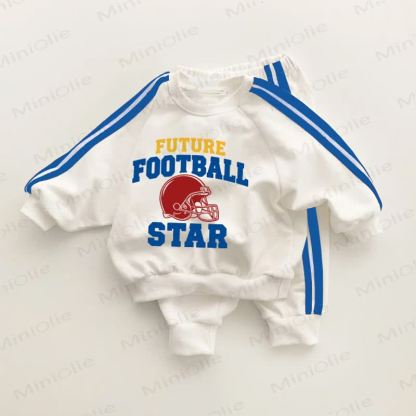 FUTURE FOOTBALL STARベビーブルーストライプ ツーピースセット - ホワイト＆ブルー - 3～5歳 - image 1