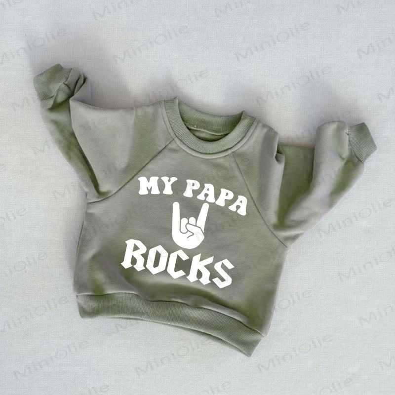 MY PAPA ROCKSベビー幼児用グレーグリーンスウェットシャツ - グレーグリーン - 3～5歳 - image 1