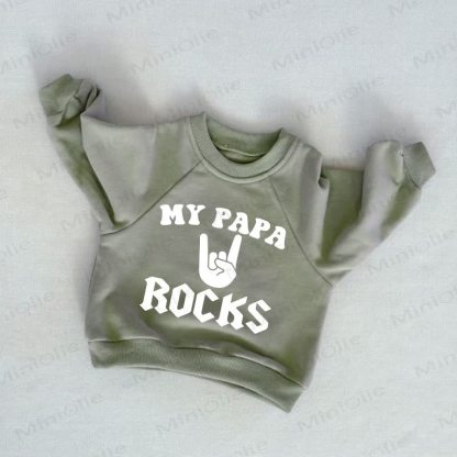 MY PAPA ROCKSベビー幼児用グレーグリーンスウェットシャツ - グレーグリーン - 3～5歳 - image 1