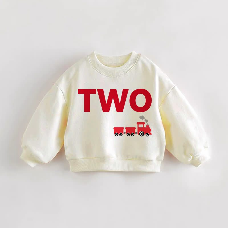 TWOベビー幼児用電車柄クリームスウェットシャツ - クリーム - 3～5歳 - image 1