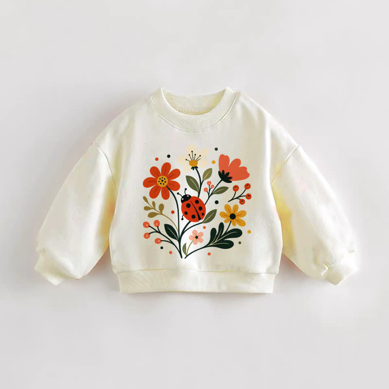 ベビー・幼児用 花と昆虫柄 クリームスウェットシャツ - クリーム - 3～5歳 - image 1