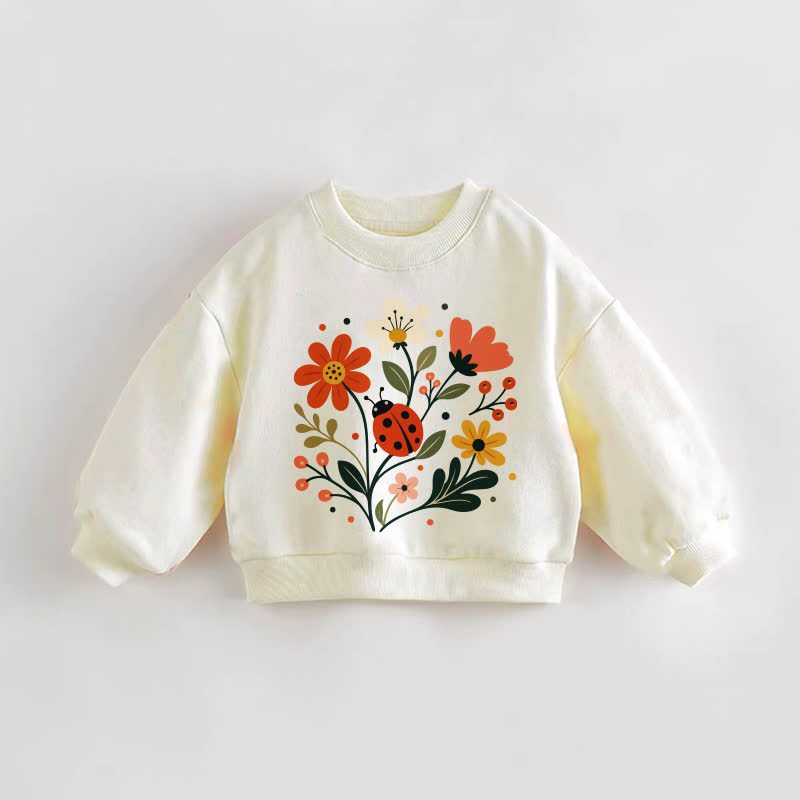 ベビー・幼児用 花と昆虫柄 クリームスウェットシャツ - クリーム - 3～5歳 - image 1
