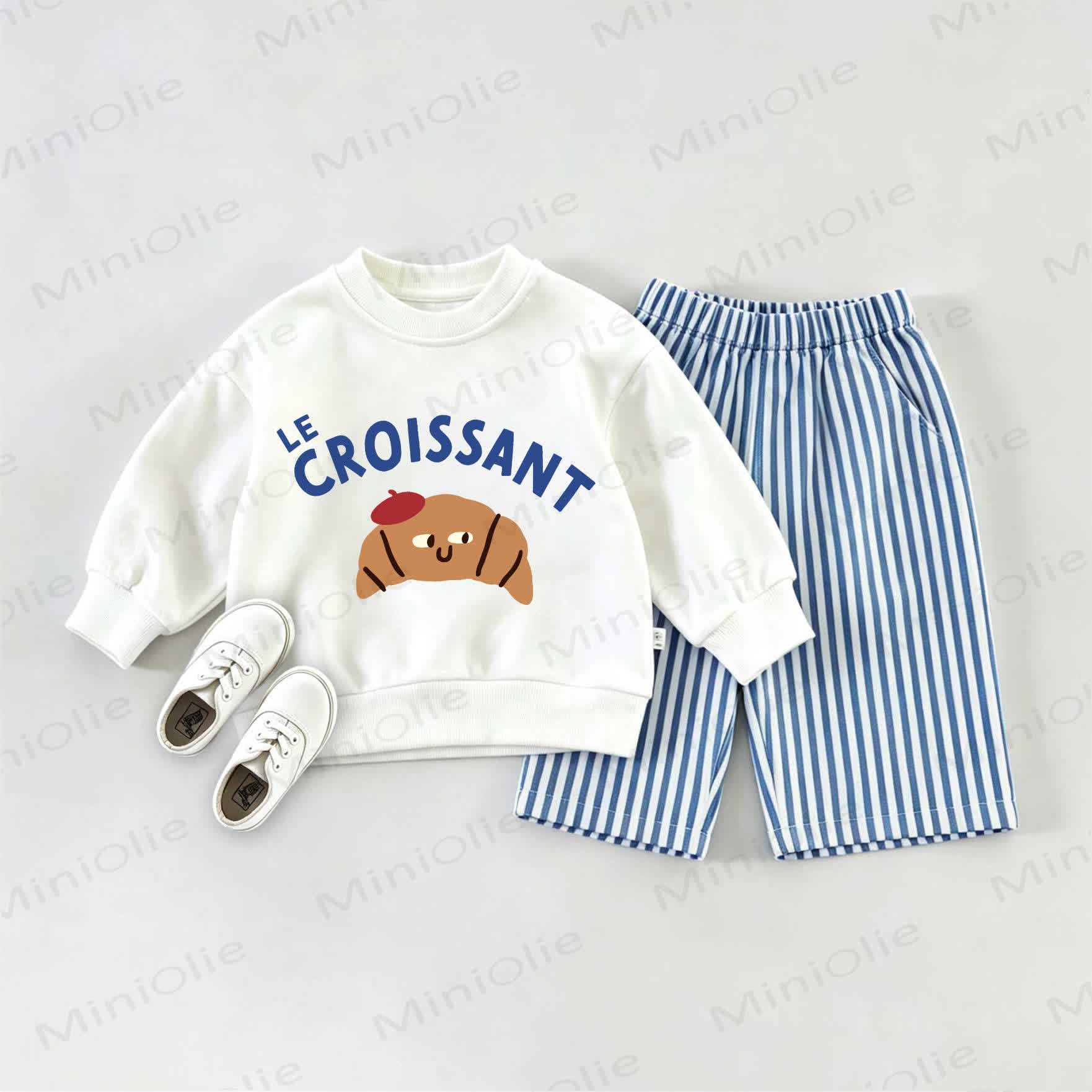 LE CROISSANTベビー用スウェットシャツ 2点セット - ホワイト＆ブルー - 2～3歳 - image 1