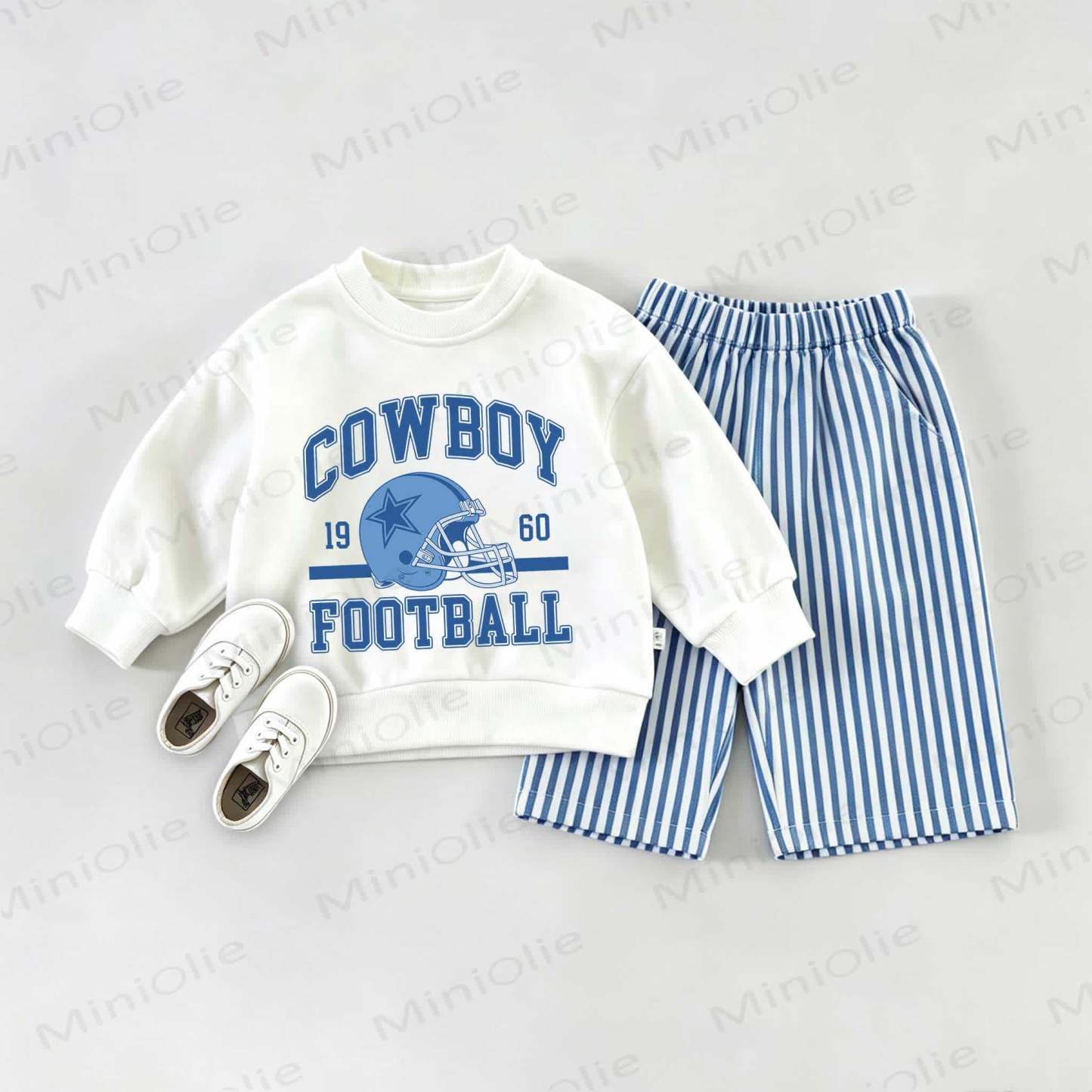 COWBOY, 19, 60, FOOTBALLベビー スウェットシャツ 2点セット - ホワイト＆ブルー - 2～3歳 - image 1