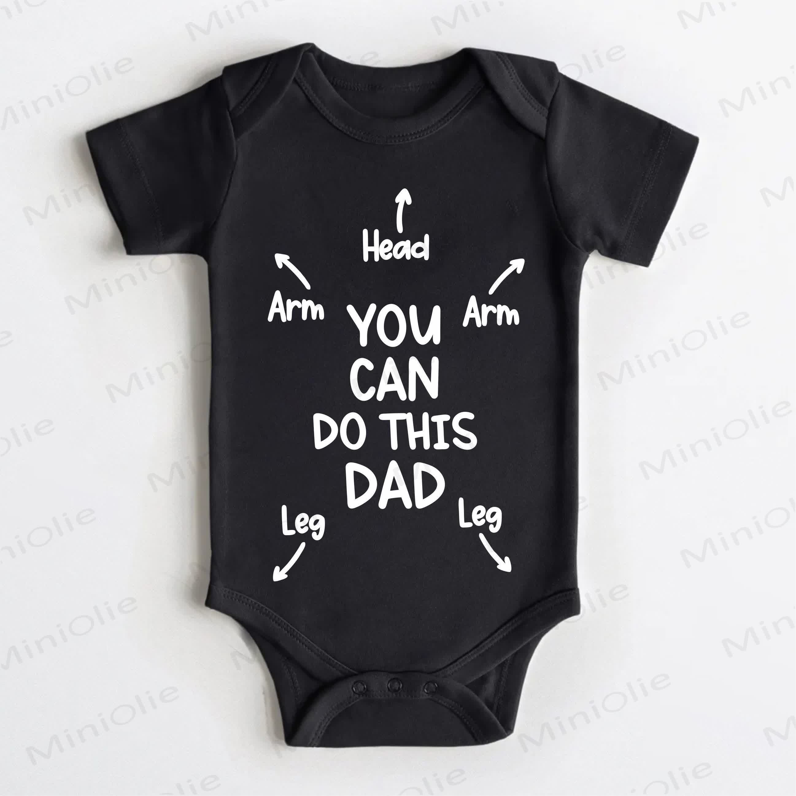 YOU CAN DO THIS DAD HEAD ARM ARM LEG LEG、赤ちゃん用黒ボディスーツ - 黒 - 18～24ヶ月 - image 1