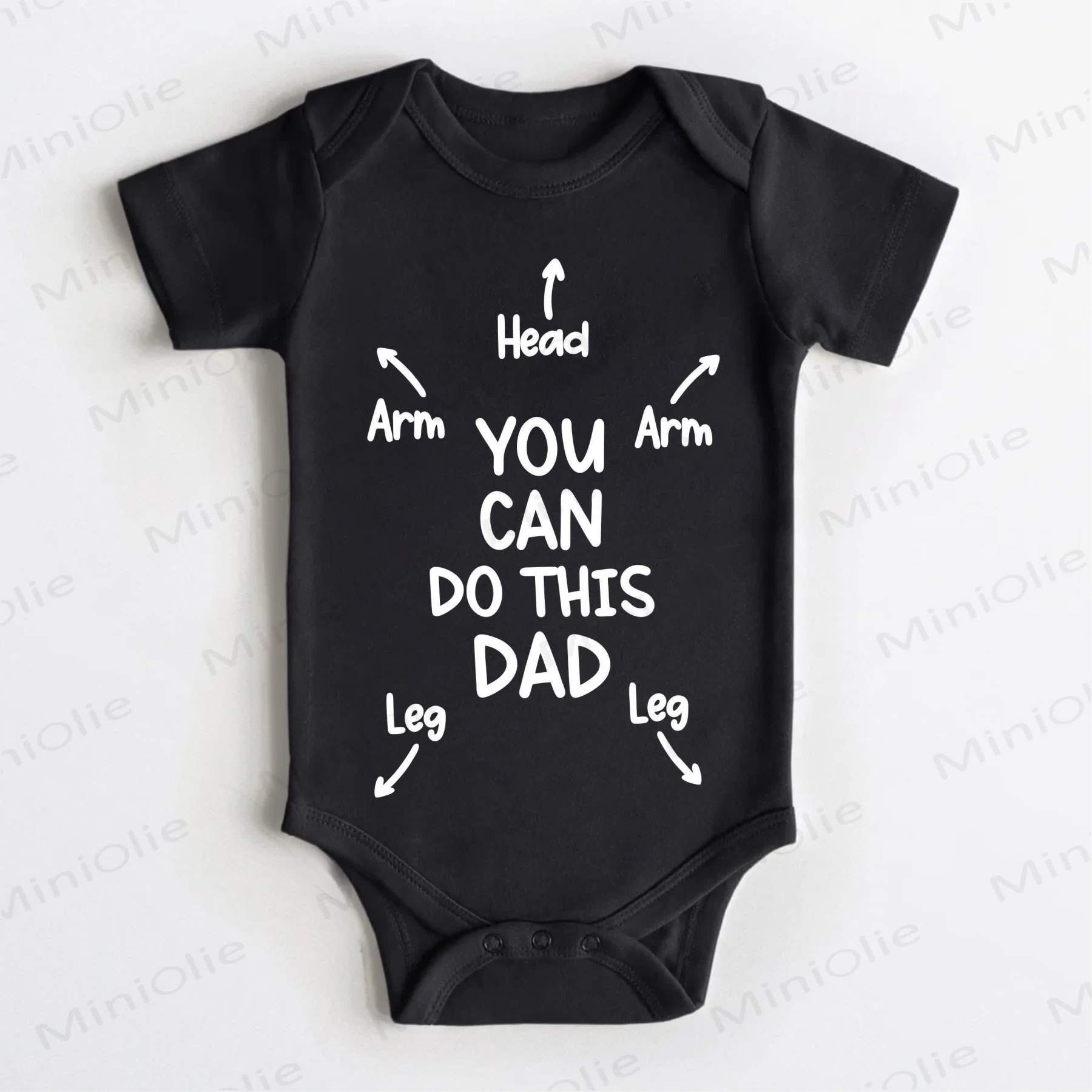 YOU CAN DO THIS DAD HEAD ARM ARM LEG LEG、赤ちゃん用黒ボディスーツ - 黒 - 18～24ヶ月 - image 1