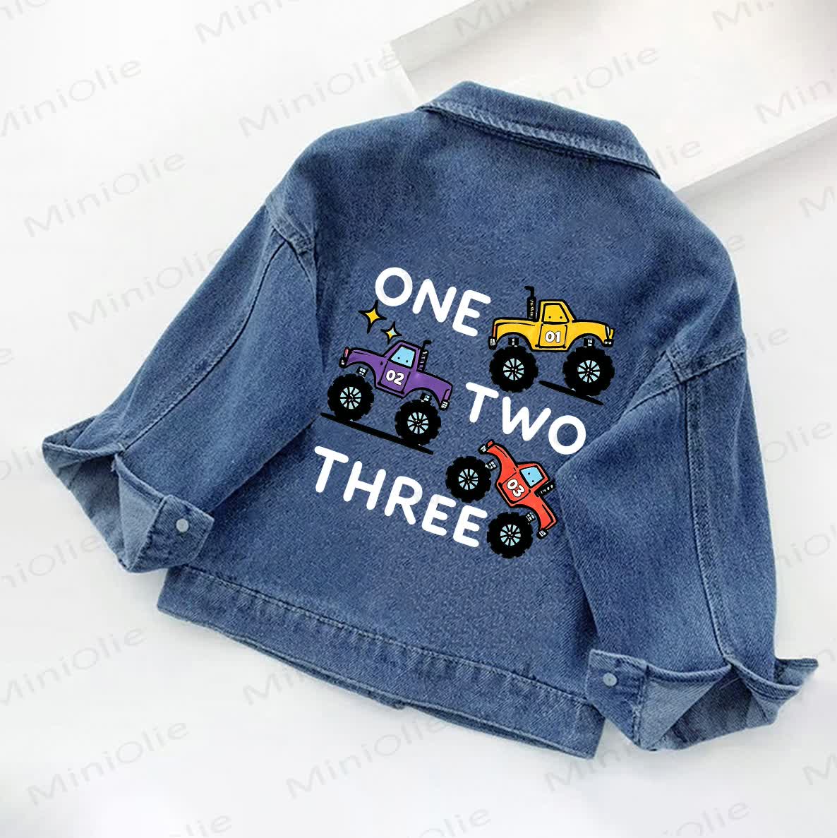 ONE TWO THREE幼児用トラック柄デニムジャケット - image 2