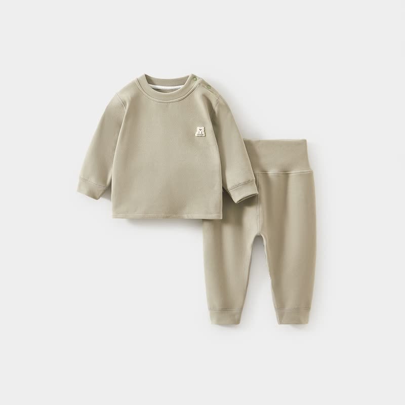 ベビー・幼児用クマ刺繍/ストライプ柄トップス＆パンツ 2点セット パジャマ - 緑 - 4～5歳 - image 3