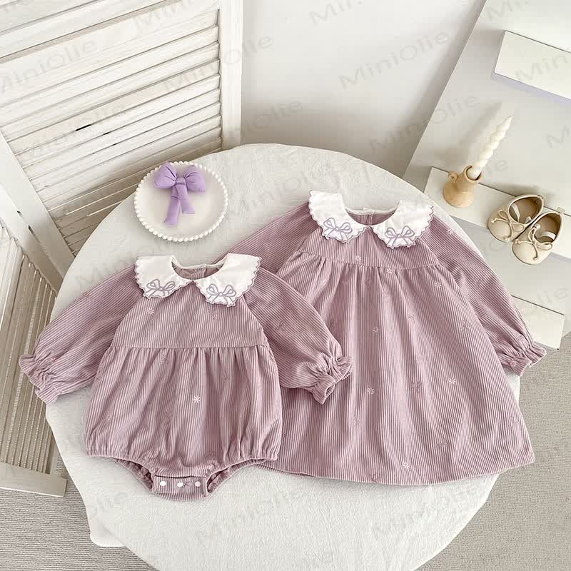 ベビーガール用コーデュロイ ピーターパンカラーDressとボディスーツ - image 1