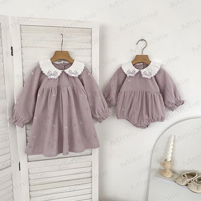 ベビーガール用コーデュロイ ピーターパンカラーDressとボディスーツ - image 2
