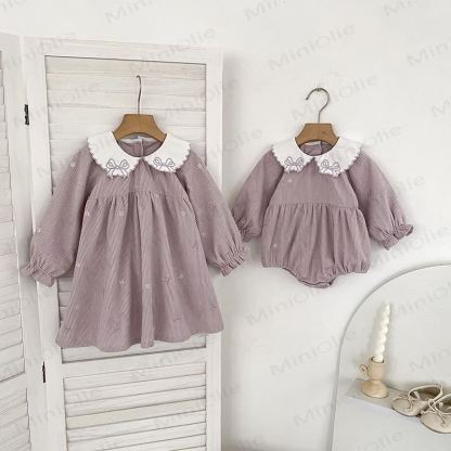 ベビーガール用コーデュロイ ピーターパンカラーDressとボディスーツ - image 2
