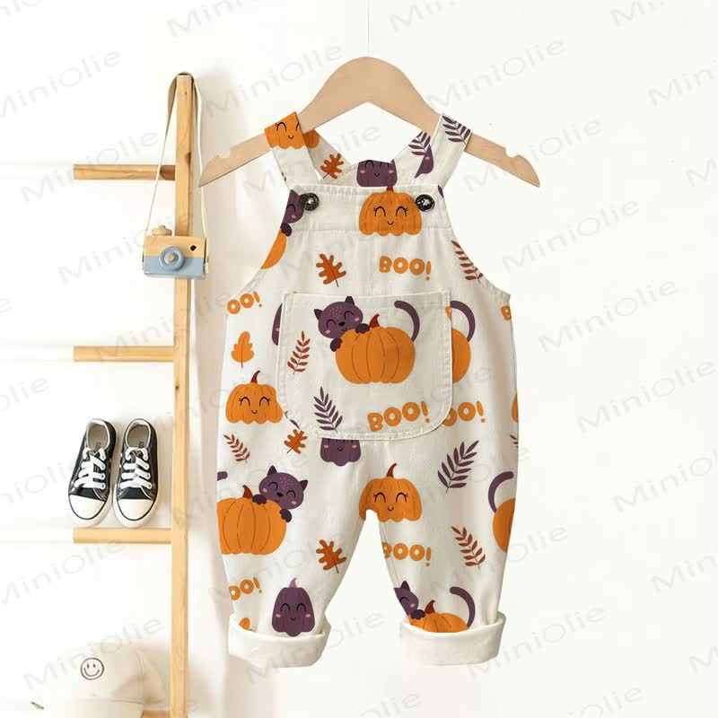  BOO!赤ちゃん幼児用パンプキンキャットオーバーオール - ベージュ - 3～5歳 - image 1
