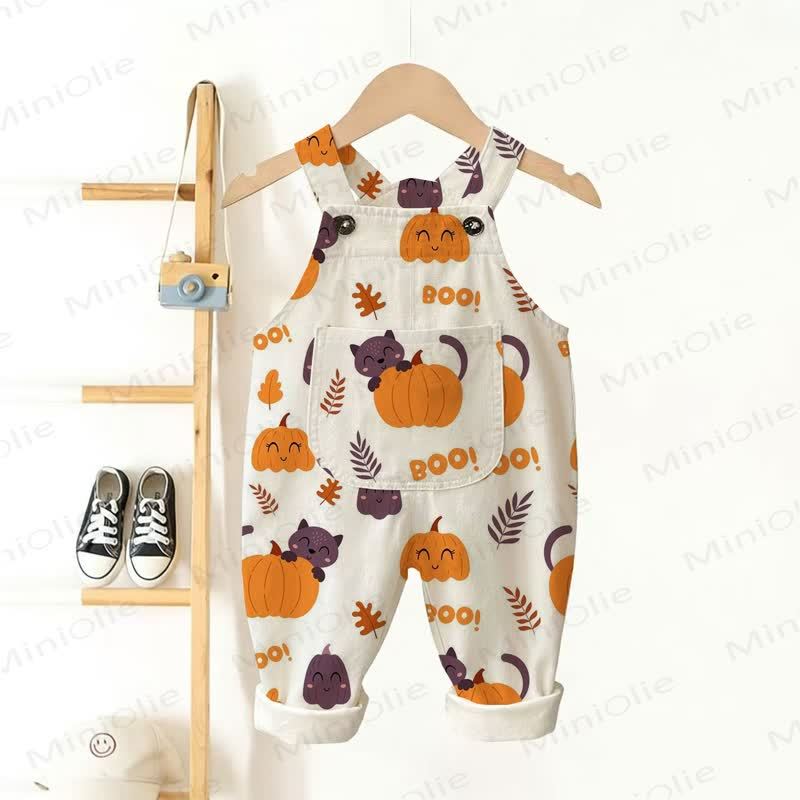 BOO!赤ちゃん幼児用パンプキンキャットオーバーオール - ベージュ - 3～5歳 - image 1
