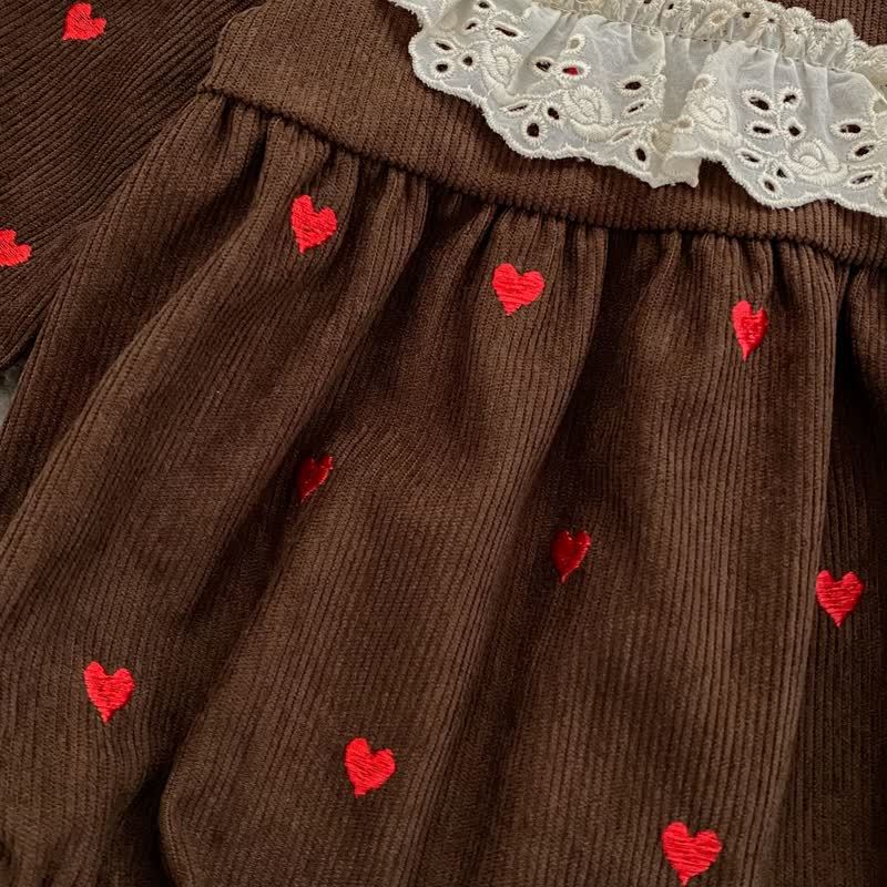 幼児用女の子向けハート柄コーデュロイDress - image 14