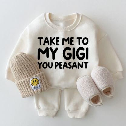 TAKE ME TO MY GIGI YOU PEASANTホワイトスウェットシャツ2点セット - 白 - 2～3歳 - image 1