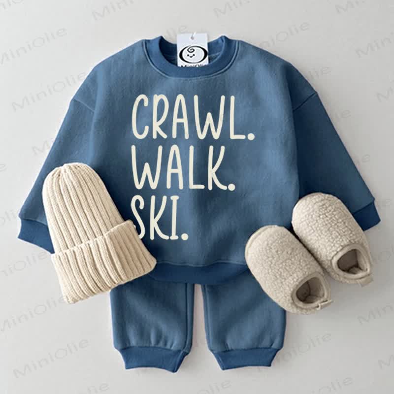 CRAWL. WALK. SKI.ベビー用スウェットシャツ2点セット（ブルー） - 青 - 2～3歳 - image 1