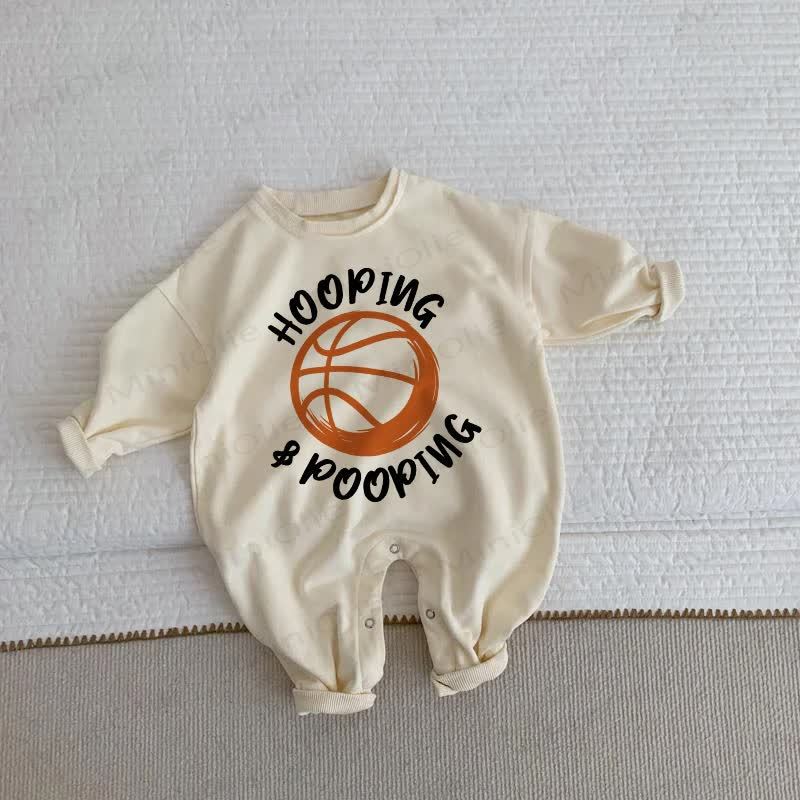 HOOPING & POOPINGベビーバスケットボール ベージュロンパース - ベージュ - 2～3歳 - image 1