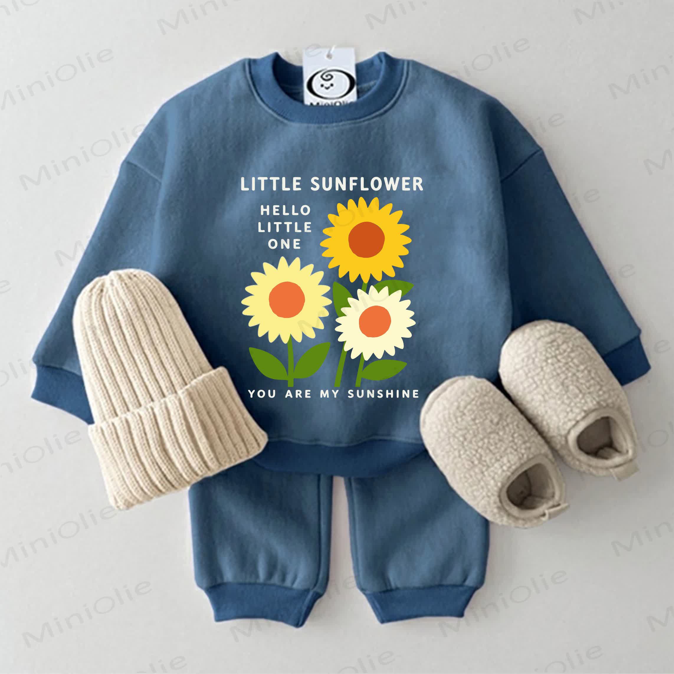 LITTLE SUNFLOWER HELLO LITTLE ONE YOU ARE MY SUNSHINEベビースウェットシャツ 2点セット ブルー - 青 - 2～3歳 - image 1