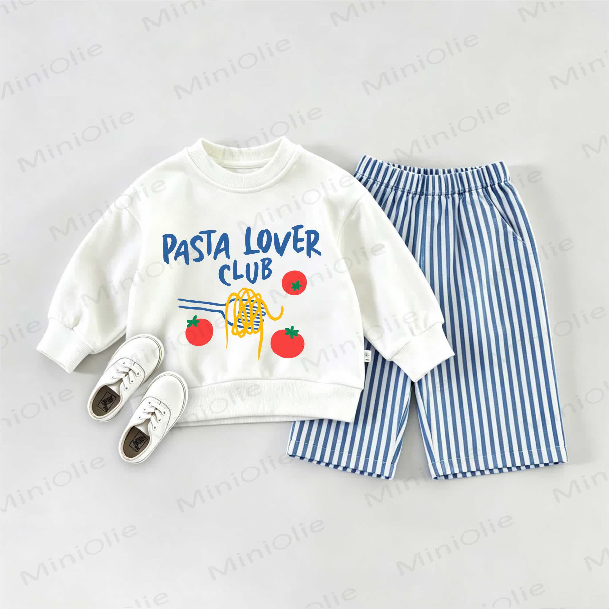 PASTA LOVER CLUB用スウェットシャツ 2点セット - ホワイト＆ブルー - 2～3歳 - image 1