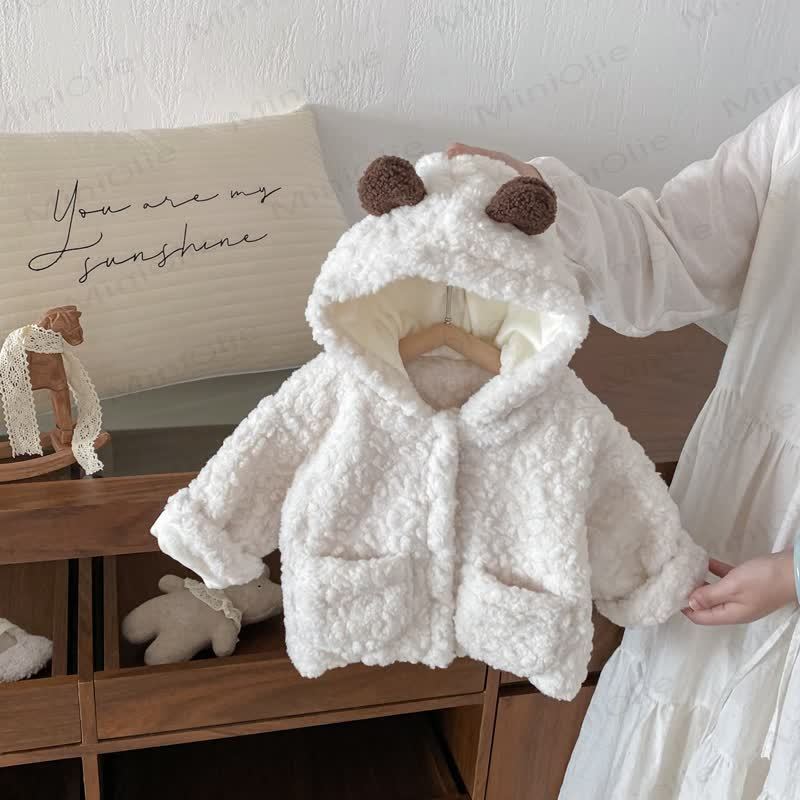 ベビーベア耳付きフード付きフリースアウター - ベージュ - 3～4歳 - image 3