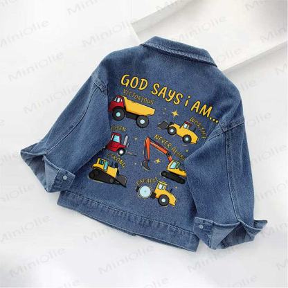 GOD SAYS I AM...幼児用トラック柄デニムジャケット - 青 - 10-11歳 - image 1
