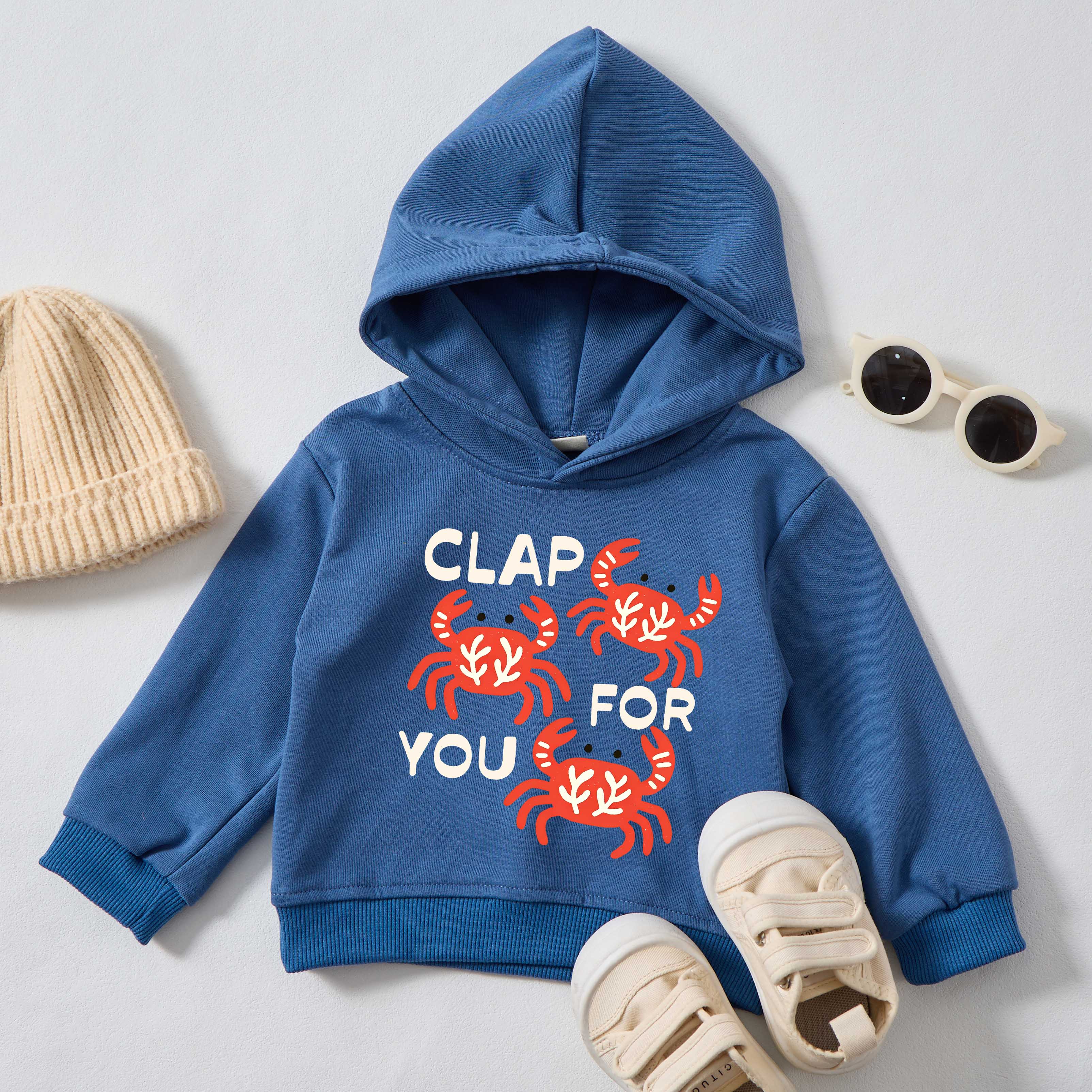 CLAP FOR YOUベビー幼児用カニ柄ブルーパーカー - 青 - 3～5歳 - image 1