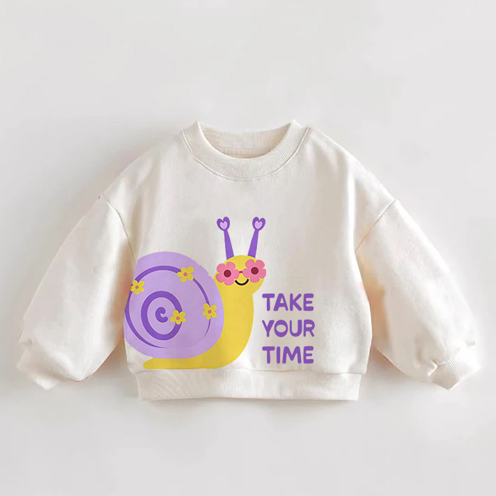 TAKE YOUR TIMEベビー幼児用カタツムリクリームスウェットシャツ - クリーム - 3～5歳 - image 1