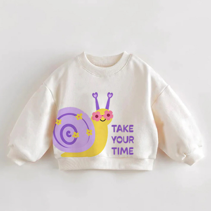 TAKE YOUR TIMEベビー幼児用カタツムリクリームスウェットシャツ - クリーム - 3～5歳 - image 1