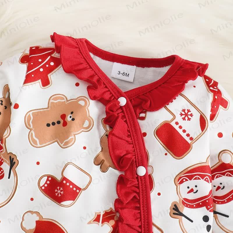 ベビー用クリスマス柄フリル付きロンパース（ヘッドバンド付き） - image 5