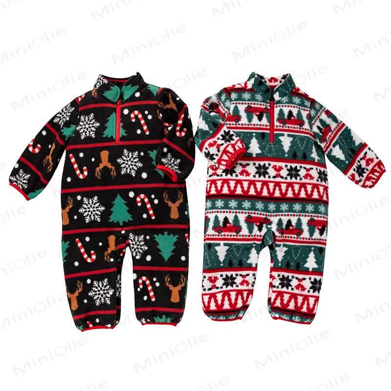 ベビー用クリスマスフリースハーフジップロンパース - image 7