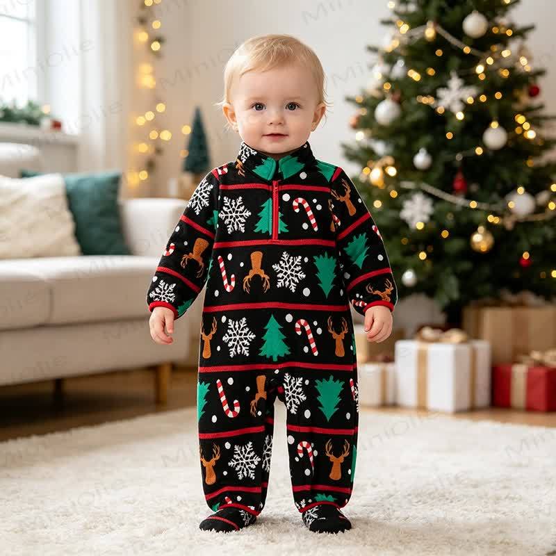 ベビー用クリスマスフリースハーフジップロンパース - image 6