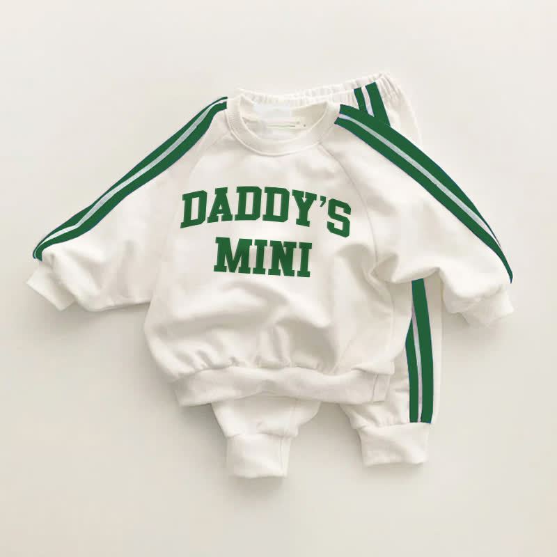 DADDY'S MINI幼児用 グリーンストライプ 2点セット - ホワイト＆グリーン - 3～5歳 - image 1