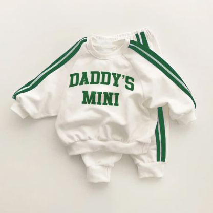 DADDY'S MINI幼児用 グリーンストライプ 2点セット - ホワイト＆グリーン - 3～5歳 - image 1