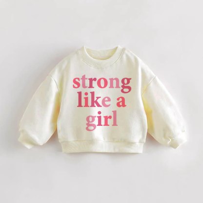 STRONG LIKE A GIRL・幼児用クリームスウェットシャツ - クリーム - 3～5歳 - image 1