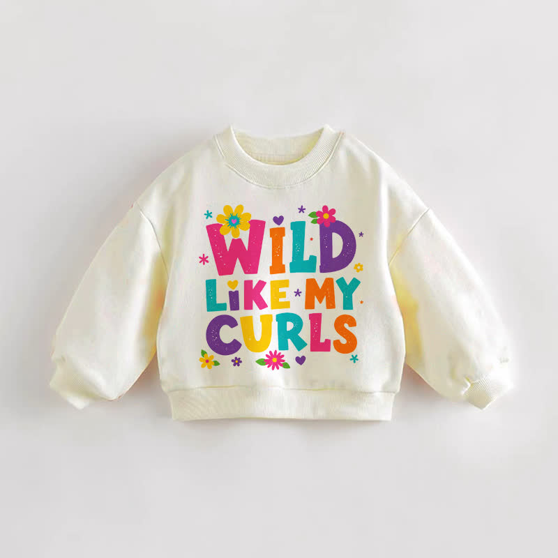 WILD LIKE MY CURLSベビー幼児用フラワークリームスウェットシャツ - クリーム - 3～5歳 - image 1