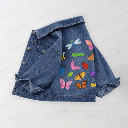 幼児用蝶と蜂柄デニムジャケット - 青 - 10-11歳 - image 1