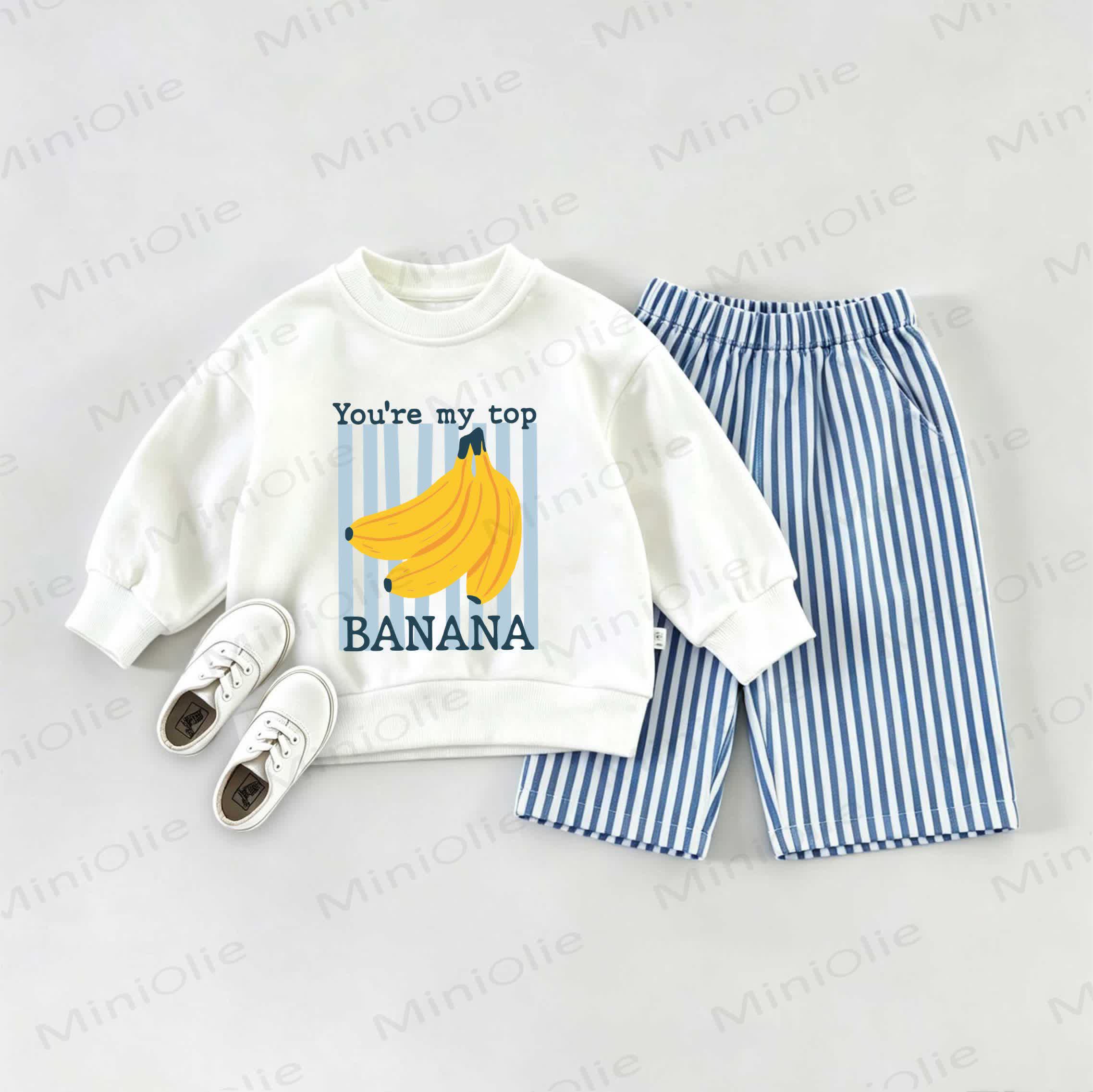 「YOU'RE MY TOP BANANA用スウェットシャツ2点セット - ホワイト＆ブルー - 2～3歳 - image 1