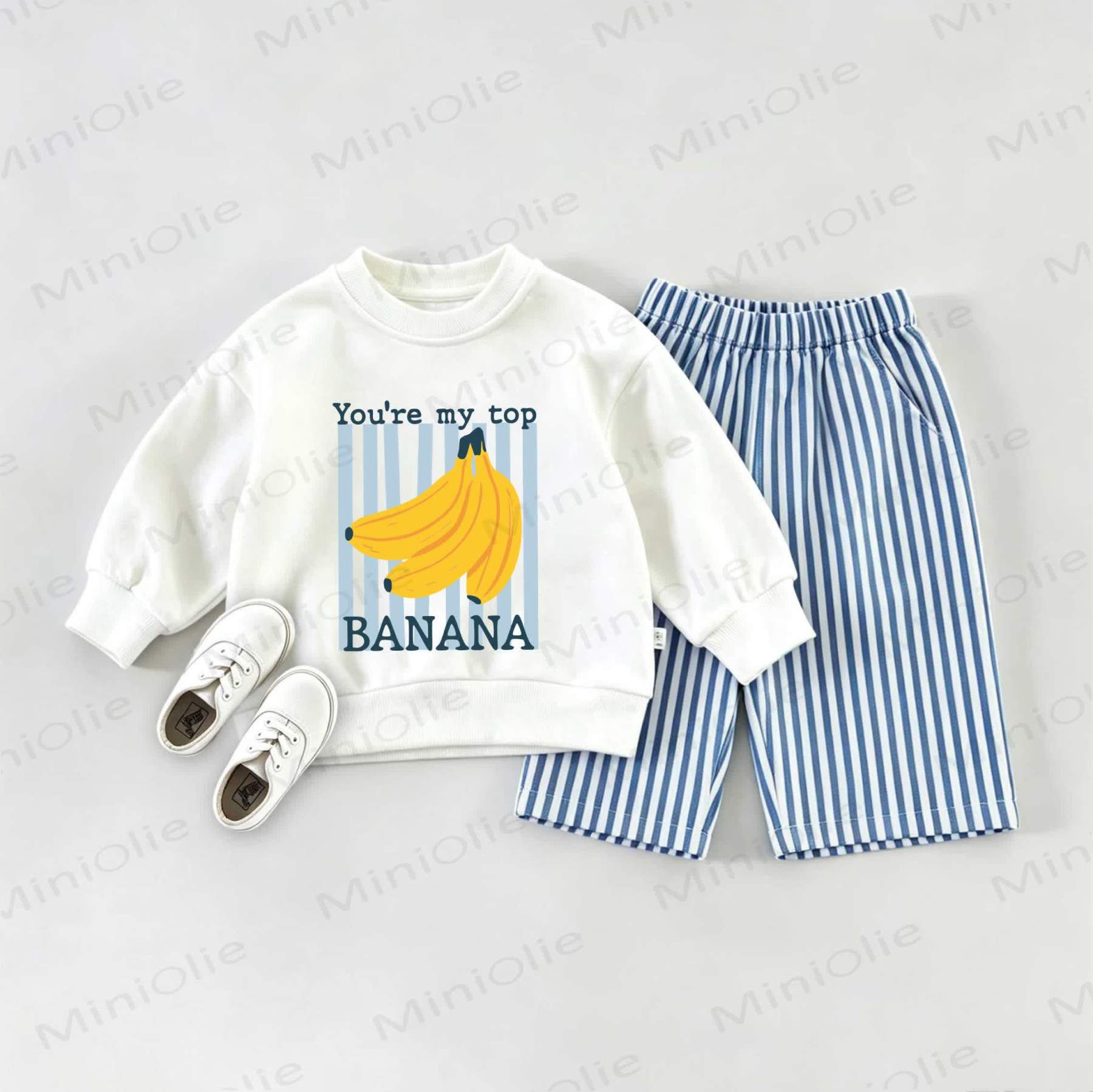 「YOU'RE MY TOP BANANA用スウェットシャツ2点セット - ホワイト＆ブルー - 2～3歳 - image 1