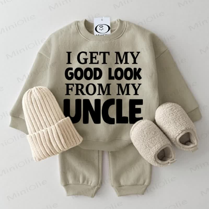 I GET MY GOOD LOOK FROM MY UNCLE　ベビー用スウェットシャツ2点セット - グレーグリーン - 2～3歳 - image 1