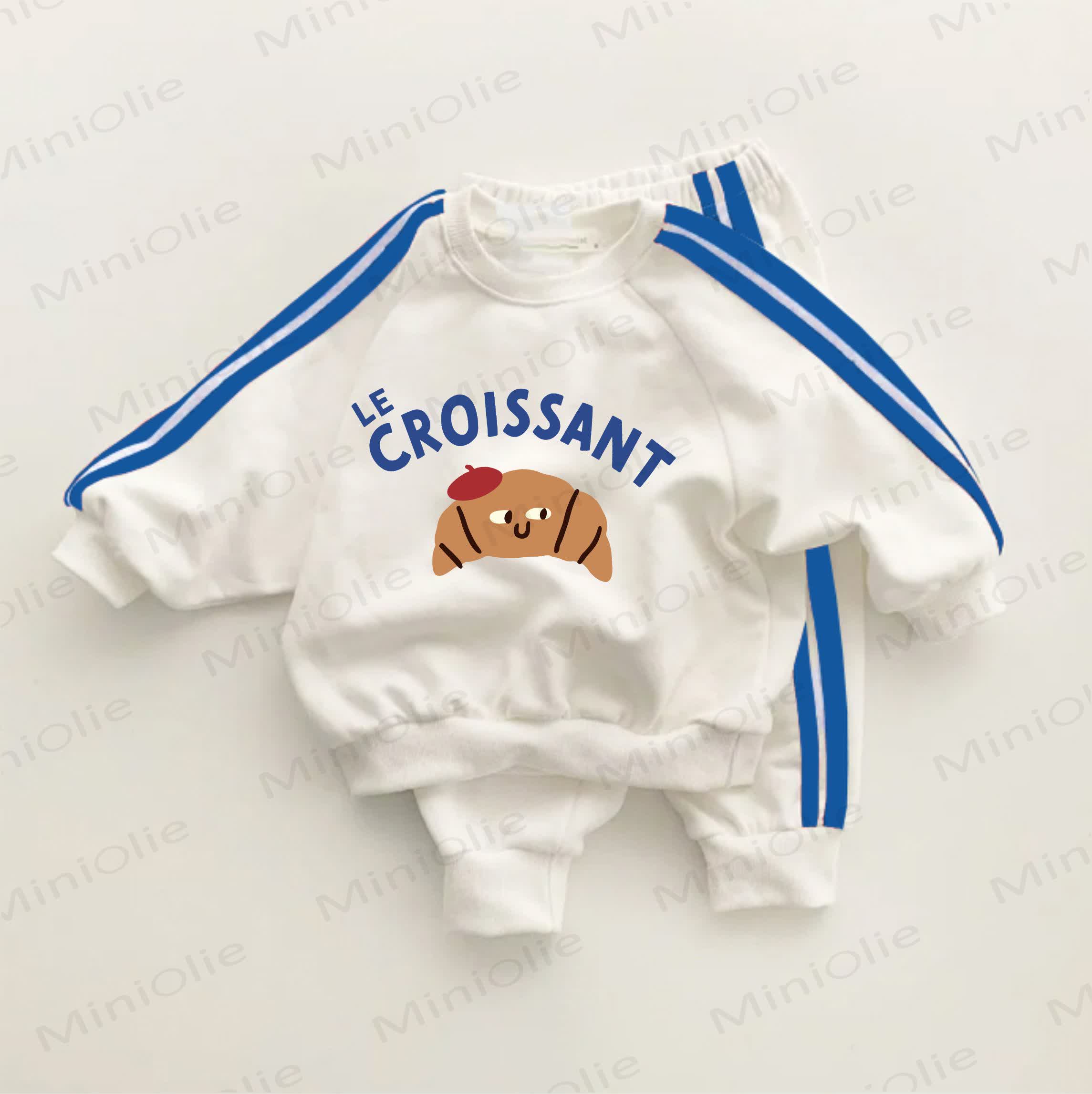 LE CROISSANTベビーブルーストライプ 2点セット - ホワイト＆ブルー - 3～5歳 - image 1