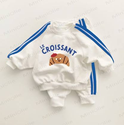 LE CROISSANTベビーブルーストライプ 2点セット - ホワイト＆ブルー - 3～5歳 - image 1