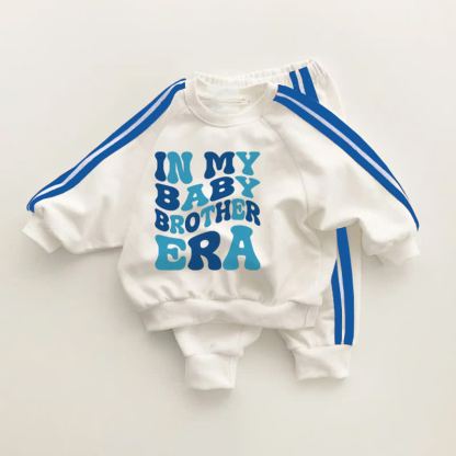 IN MY BABY BROTHER ERAベビーブルーストライプ ツーピースセット - ホワイト＆ブルー - 3～5歳 - image 1
