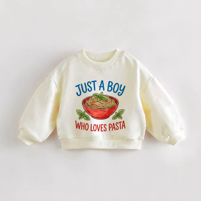 JUST A BOY WHO LOVES PASTA幼児用クリームスウェットシャツ - クリーム - 3～5歳 - image 1