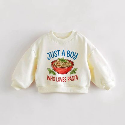 JUST A BOY WHO LOVES PASTA幼児用クリームスウェットシャツ - クリーム - 3～5歳 - image 1