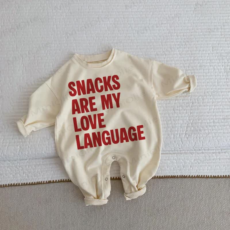 SNACKS ARE MY LOVE LANGUAGE・幼児用ベージュロンパース - ベージュ - 2～3歳 - image 1