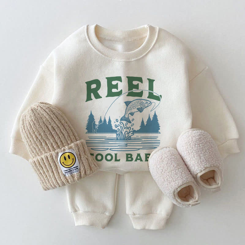REEL COOL BABYベビーフィッシュ ホワイトスウェットシャツ 2点セット - 白 - 2～3歳 - image 1