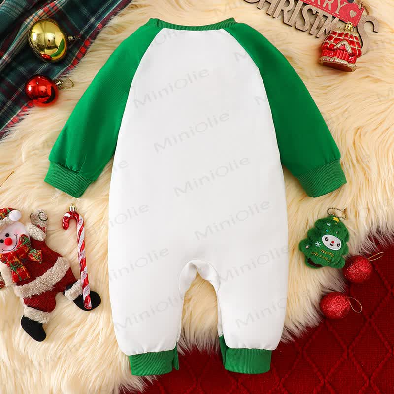 ベビー用クリスマスツリー柄長袖ロンパース - image 2