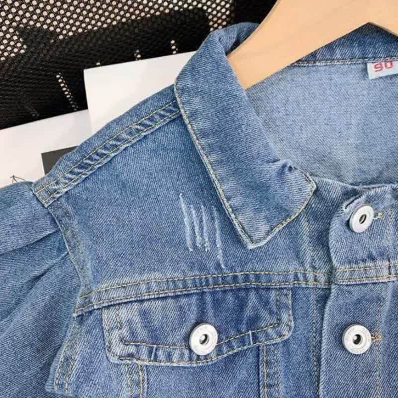 幼児用女の子向け小花柄Dressとデニムジャケットのツーピースセット - image 5